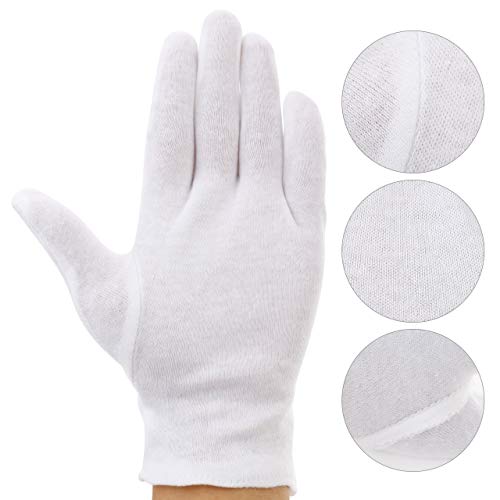 Incutex 1 par de guantes de tela de algodón, blancos, talla: M