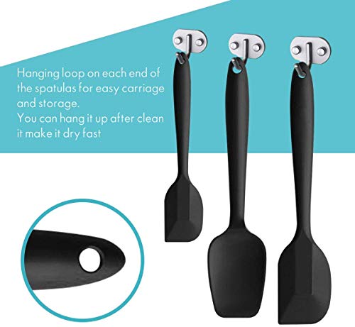 iNeibo Espátulas de Cocina Paletas de Cocina Silicona Lengua de Cocina Resistente al Alto Calor Juego de 3 piezas | Negro