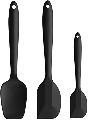 iNeibo Espátulas de Cocina Paletas de Cocina Silicona Lengua de Cocina Resistente al Alto Calor Juego de 3 piezas | Negro