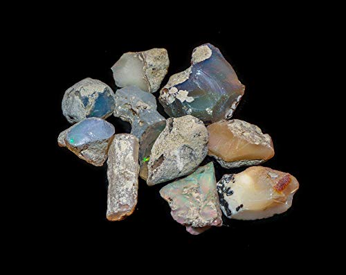 InfinityGemsArt 5 piezas primas naturales white opal piedra, cristales y de piedras preciosas, joyería, etiopía opal rock, cristales chakra healing, regalos de diy, octubre birthstone