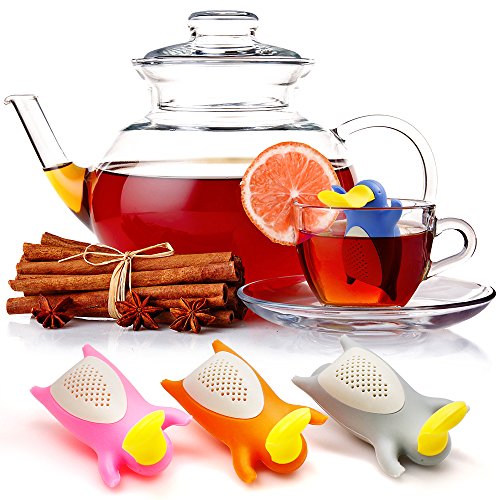 Infusores de té para el té de hoja suelta, FineGood conjunto 4 Pack Platypus Filtros filtro té silicona
