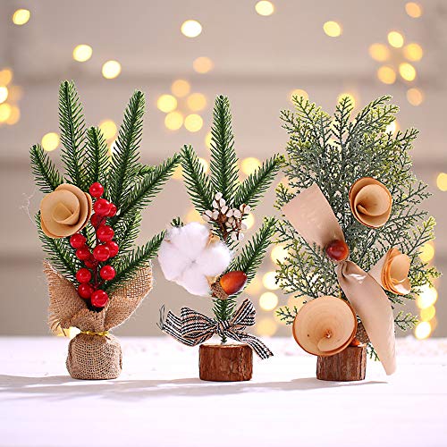 inherited 3 Piezas Mini árbol de Navidad Artificial, árbol de Navidad Pequeño Artificial para decoración de Mesa para Navidad, día de San Valentín, Fiesta en casa