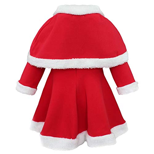 inhzoy Vestido Rojo de Papá Noel para Bebé Niña Disfraz de Navideño con Capa Roja Sombrero de Navidad Cosplay Christmas 12 Meses - 3 Años Rojo 24 Meses