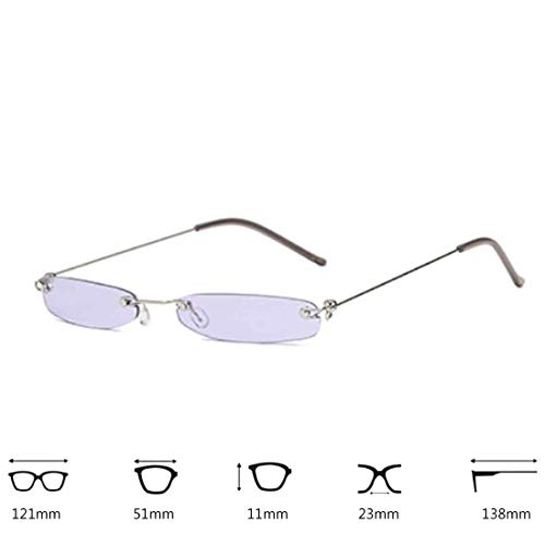 Inlefen Gafas de sol rectangulares sin montura Gafas pequeñas de sol vintage Gafas sin montura de metal