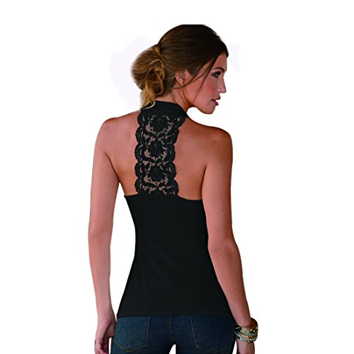Inlefen Ropa de Mujer Camiseta Camisa de Costura Escote en V Profundo Tops Color Puro Autocultivo Tops Ropa de Mujer Vestimenta Encaje Camisa de algodón XS
