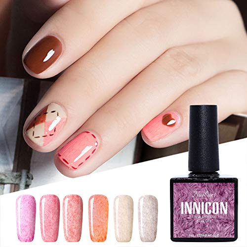 INNICON 6 UV LED Kit de esmalte de gel de uñas semipermanente Kit de esmalte de gel para uñas Gellack Pink Red Fur para invierno otoño