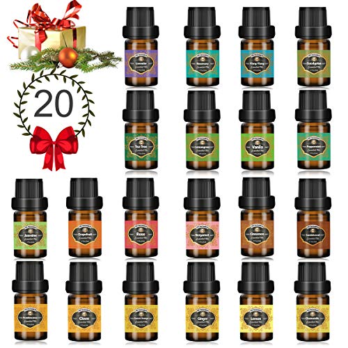 Innoo Tech Aceites Esenciales, 20x5ml Naturales 100% Orgánicos Aceites Esenciales Aromaterapia (Lavanda, Naranja Dulce, Árbol de Té, Eucalipto.etc.) para Humidificador y Difusor Aroma, Regalo Set