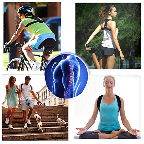 InnoTi Corrector de Postura Espalda para Hombre y Mujer - Soporte para Mantener los Hombros y la Espalda Recta - Ajustable y de Material Suave y Transpirable para el Máximo Confort (NEGRO)