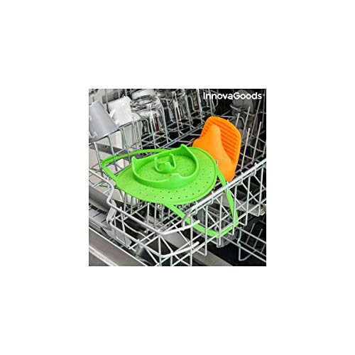 InnovaGoods Vaporera Plegable, Silicona, Verde, 20x4x20 cm