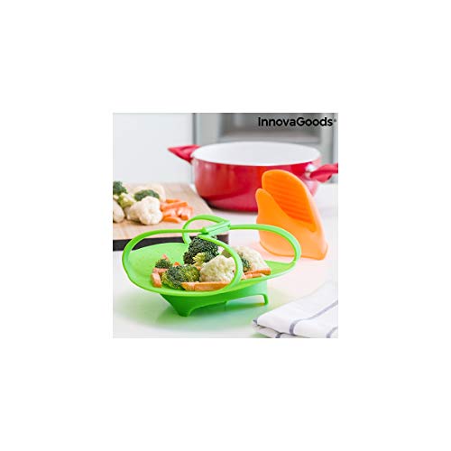 InnovaGoods Vaporera Plegable, Silicona, Verde, 20x4x20 cm