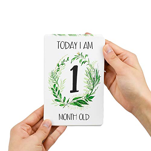 Inntek 24 pcs Baby Milestone Cards, Regalo Babyshower, Tarjeta de Momento de Bebé, Hito de Bebé, Recuerdo de Bebé 10.16 * 15.24CM para Primer Año de Bebé Regalo Conmemorativo