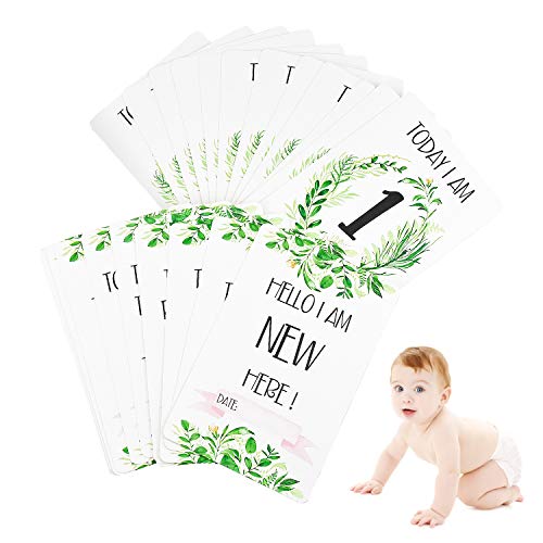 Inntek 24 pcs Baby Milestone Cards, Regalo Babyshower, Tarjeta de Momento de Bebé, Hito de Bebé, Recuerdo de Bebé 10.16 * 15.24CM para Primer Año de Bebé Regalo Conmemorativo