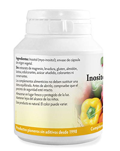 Inositol (Myo-Inositol) 90 capsulas, También llamado Vitamina B8, Alta absorción, VEGANO, Sin Estearato de magnesio o aditivos desagradables, NO OMG, Fabricado en Gales
