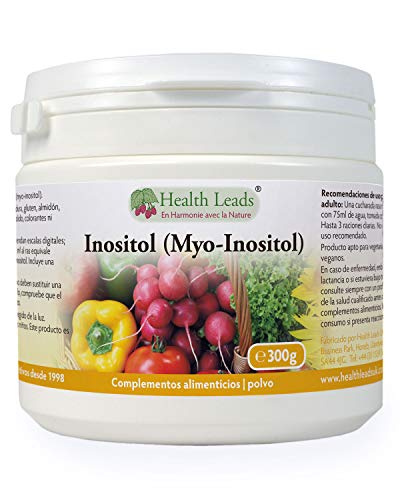 Inositol (Myo-Inositol) en polvo 300g, También llamado Vitamina B8, Alta absorción, VEGANO, Sin Estearato de magnesio o aditivos desagradables, Incluye cucharada gratis, Producido en Gales