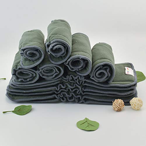 Insertos de tela de carbón de bambú, para pañales de tela, 5 capas, con refuerzos, de Alva Baby 5-Layers Charcoal Bamboo with Gussets 12FLN Talla:All in one