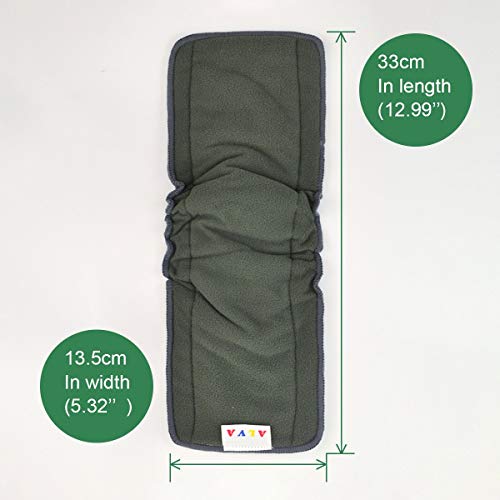 Insertos de tela de carbón de bambú, para pañales de tela, 5 capas, con refuerzos, de Alva Baby 5-Layers Charcoal Bamboo with Gussets 12FLN Talla:All in one