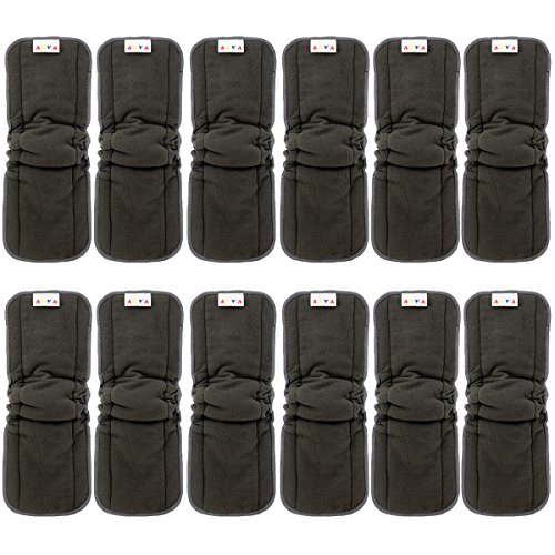 Insertos de tela de carbón de bambú, para pañales de tela, 5 capas, con refuerzos, de Alva Baby 5-Layers Charcoal Bamboo with Gussets 12FLN Talla:All in one