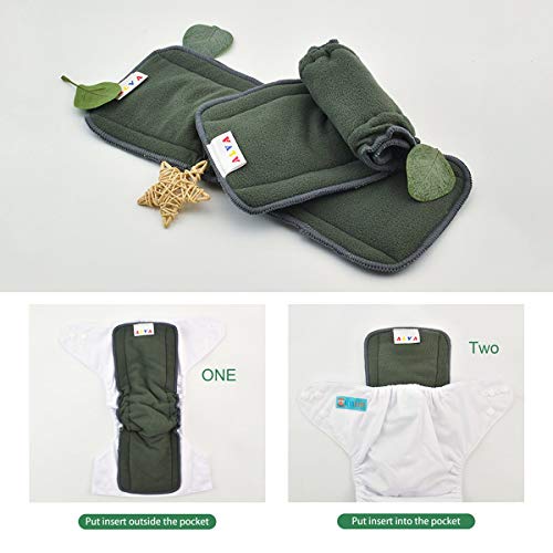 Insertos de tela de carbón de bambú, para pañales de tela, 5 capas, con refuerzos, de Alva Baby 5-Layers Charcoal Bamboo with Gussets 12FLN Talla:All in one