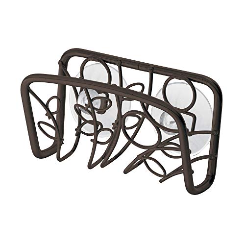 InterDesign Twigz soporte para jabones artesanales | Ideal cesta para esponjas de baño, jabones, etc. | Práctico almacenamiento con rejilla y ventosas | Metal bronce