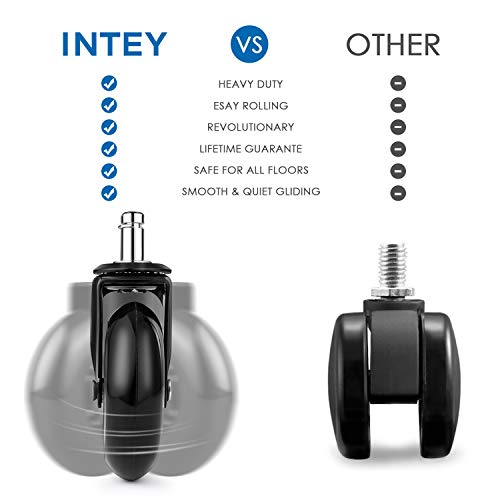 INTEY Ruedas para Silla Oficina (5 pcs 11mm) Seguro para Todos los Suelos Incluida la Madera Dura, Ventajas de fácil de Instalar, Alta Carga, silencioso y Suave INTLZ01