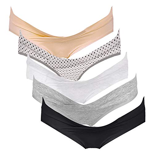 Intimate Portal Mujer Algodón Bajo el Vientre de Braguitas de Bikini Premamá Natural (PK de 5) L