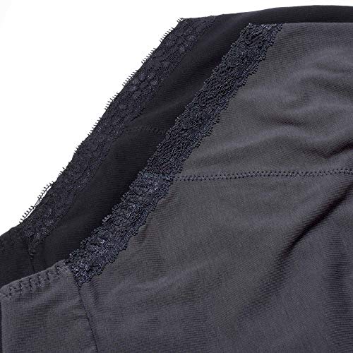 Intimate Portal Mujer Bragas Menstruales de Algodón Braguitas para Mentruación Periodo Regla Pack de 2 Negro Gris L