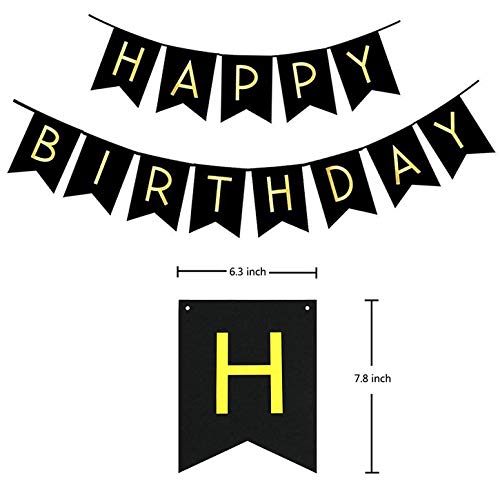 INTVN 40 Decoración para Fiestas de Cumpleaños en Negro y Dorado, 40 Cumpleaños Pancarta, 40 cumpleaños Colgante remolinos y 40 Cumpleaños Globos de látex