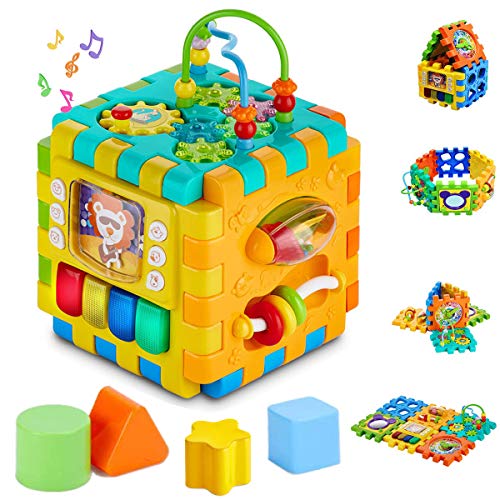 INvench Música Cubo Centro de Actividades - Ligero 6 en 1 Habilidades Motoras Juguetes educativos con luz de Sonido de 1 Años Regalo para bebés Niños