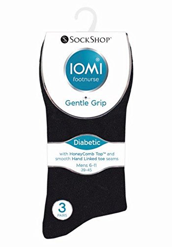 IOMI - 6 pares hombre sin elasticos diabeticos calcetines para la circulacion (39-45 eur, Black)