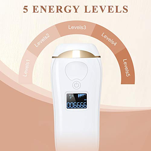 IPL Depiladora de Luz Pulsada, Láser de Depilación Permanente para Cuerpo y Cara 500300 Flashes Dispositivo Láser Profesional sin Dolor para el Hogar (Wihte Depiladora)