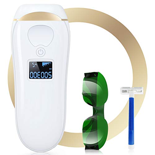 IPL Depiladora de Luz Pulsada, Láser de Depilación Permanente para Cuerpo y Cara 500300 Flashes Dispositivo Láser Profesional sin Dolor para el Hogar (Wihte Depiladora)