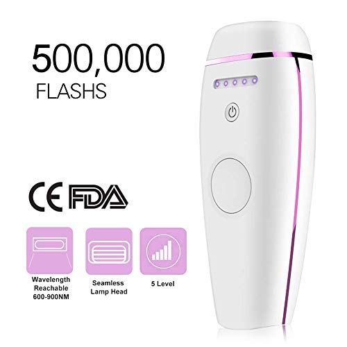 IPL la depilación,Depilación permanente,Depiladora de luz pulsada para 500,000 Pulsaciones para el Retiro del Pelo,Permanente con Sensor de Piel para Hogar y Viaje, para Mujer y Hombre