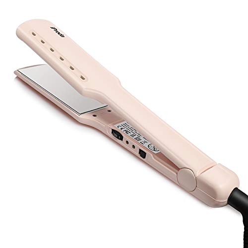 iProda plancha de pelo profesional, plancha para el pelo de titanio ancha con placa vapor, ajustes de temperatura de 150º a 230ºC,Adecuada para Todo Tipo de Cabello,Doble Voltaje