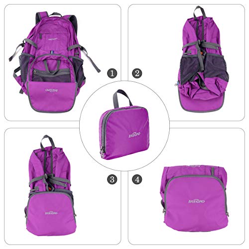 IREGRO 35L Mochila Plegable 300D Nylon Resistente al Agua Ligero Mochila Impermeable Senderismo para Acampar al Aire Libre Caminar Ciclismo Deportes Excursiones de un Día