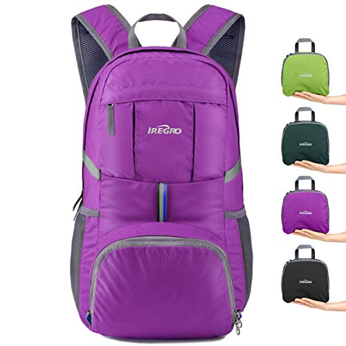 IREGRO 35L Mochila Plegable 300D Nylon Resistente al Agua Ligero Mochila Impermeable Senderismo para Acampar al Aire Libre Caminar Ciclismo Deportes Excursiones de un Día
