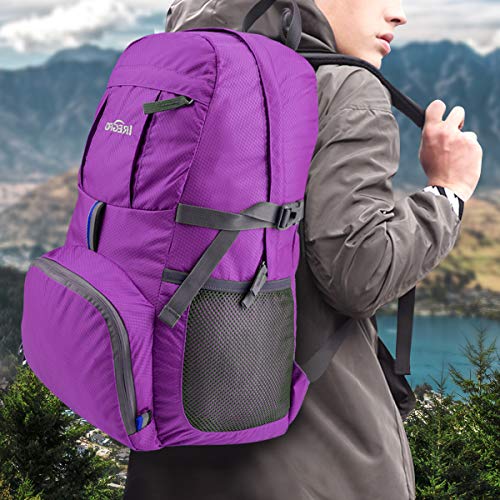 IREGRO 35L Mochila Plegable 300D Nylon Resistente al Agua Ligero Mochila Impermeable Senderismo para Acampar al Aire Libre Caminar Ciclismo Deportes Excursiones de un Día