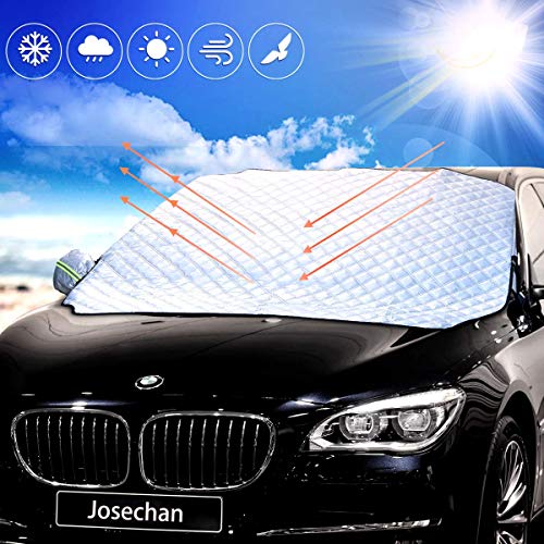 IREGRO Protector para Parabrisas Protección de Capa 3 Invierno Verano Ventana Cubierta Sombrilla Nieve Cubiertas con 2 Cubiertas de Nieve de Espejo, Tamaño Grande para Más Coche, SUV (158 x 120 cm)