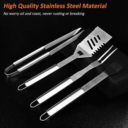 IREGRO Utensilios para Barbacoa Kit,21 Piezas Completas de Herramientas de Barbacoa de Acero Inoxidable con Estuche de Almacenamiento de Aluminio para Fiestas de Camping y Picnic
