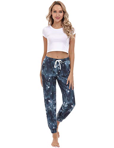 Irevial Pantalon para Mujer Verano, Pantalon Deportivo de Estampados de Largos Cintura Alta Elastica Suelto Chandal Casual Yoga Pants Tallas Grandes Pijama Pantalon