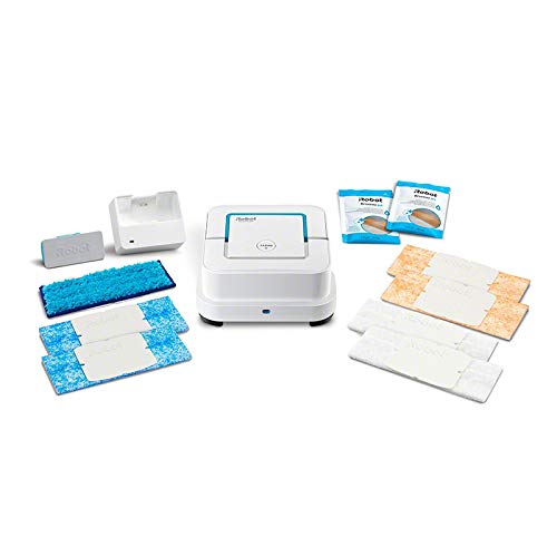 iRobot Braava jet 250 Robot friegasuelos con pulverizador de chorro a presión, 3 en 1: limpieza y mojado, mejor para cuartos de baño y cocinas, funciona con paños de uso único y paños lavables