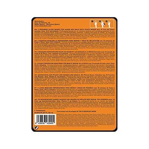 Iroha Nature - Guantes Reparadores para Manos con Melocotón, Pomelo y Vitamina E, 2 Guantes para un uso | Mascarilla Guantes Reparadora Melocotón