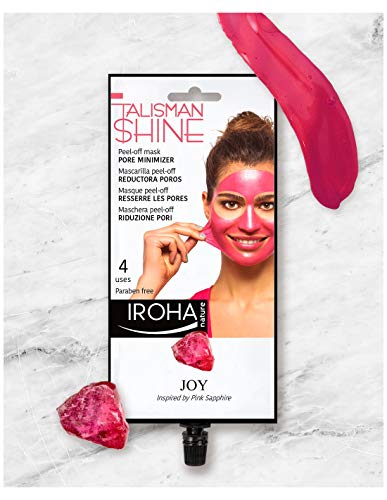 Iroha Nature - Mascarilla Facial Peel Off Rosa, Talisman Shine, Reductora de Poros con Uva y Pomelo, 4 usos 1packs | Mascarilla Peel-Off Poros