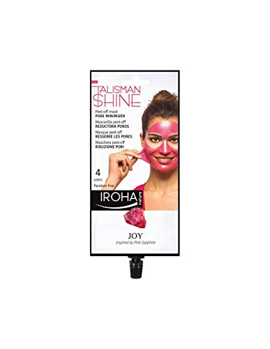 Iroha Nature - Mascarilla Facial Peel Off Rosa, Talisman Shine, Reductora de Poros con Uva y Pomelo, 4 usos 1packs | Mascarilla Peel-Off Poros