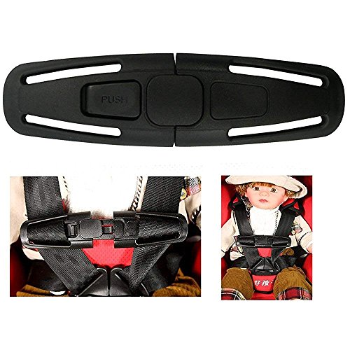 ISKIP - Hebilla para cinturón de seguridad de coche, correa de seguridad para el coche, arnés, hebilla de seguridad para bebés y niños, color negro (una unidad)