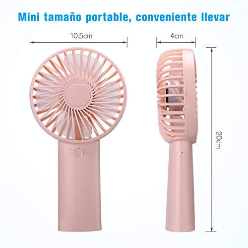 isYoung Mini Ventiladores de Mano - Ventilador Portátil USB con Batería Recargable 4000mAh Ventiladores con 3 Velocidades de 8-18 Horas de Tiempo de Trabajo para Oficina Hogar Viajes Exterior(Rosa)