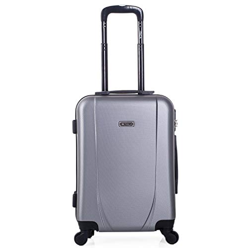 ITACA - Maleta Cabina de Viaje Rígida 4 Ruedas Trolley 55 cm ABS. Equipaje de Mano. Pequeña Práctica Cómoda y Ligera Low Cost Ryanair, Estudiante. 71150, Color Plata