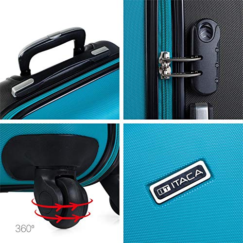 ITACA - Maleta Cabina de Viaje Rígida 4 Ruedas Trolley 55 cm ABS. Equipaje de Mano. Pequeña Práctica Cómoda y Ligera Low Cost Ryanair, Estudiante. 71150, Color Plata