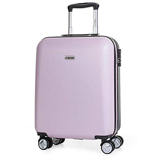 ITACA - Maleta de Viaje Cabina 55x40x20 cm 4 Ruedas Trolley ABS. Equipaje de Mano. Rígida Resistente y Ligera. Mango Asas Candado. Low Cost Ryanair. T58050, Color Rosa-Gris