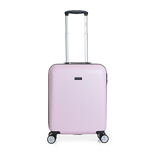 ITACA - Maleta de Viaje Cabina 55x40x20 cm 4 Ruedas Trolley ABS. Equipaje de Mano. Rígida Resistente y Ligera. Mango Asas Candado. Low Cost Ryanair. T58050, Color Rosa-Gris
