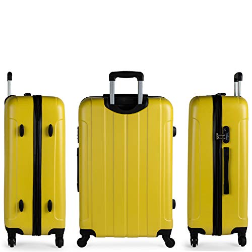 ITACA - Maleta de Viaje Grande XL Rígida 4 Ruedas Trolley 73 cm de ABS Lisa. Cómoda Resistente y Ligera. Calidad Diseño Gran Capacidad. Estilo y Marca. 771170, Color Amarillo